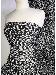 Crepe Blouse/Dress Fabric- Black/White Monochromatic SQ371 BKWHT