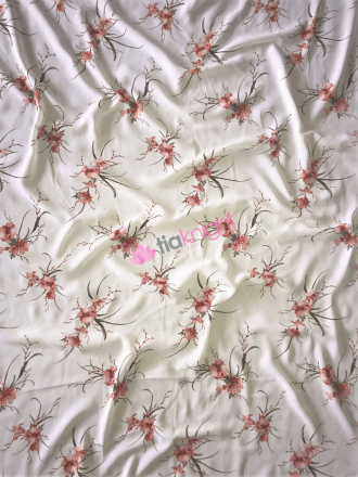 Crepe Blouse/Dress Fabric- Coral Peonies CRP14 IVCRL