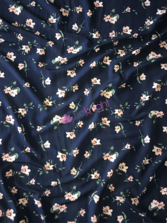Crepe Blouse/Dress Fabric- Falling Florals Navy/Peach CRP13 NYPCH