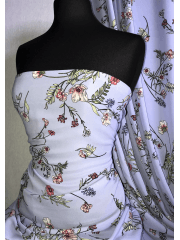 Crepe Blouse/Dress Fabric- Periwinkle Blue/Multi Florals SQ369 BLMLT