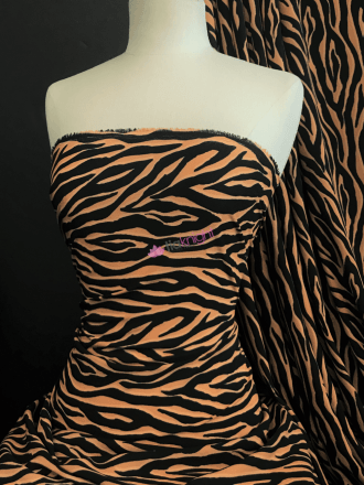Crepe Blouse Fabric- Camel/Black Tiger CRP9 CMLBK