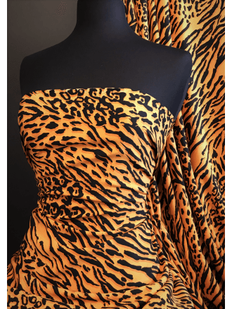 Crepe Blouse Fabric- Orange/Black Tiger CRP5 ORBK