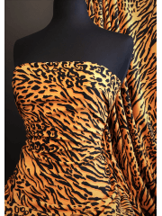 Crepe Blouse Fabric- Orange/Black Tiger CRP5 ORBK