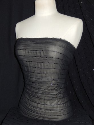 Crinkle Chiffon Sequin Sheer Fabric- Black SQ28 BK