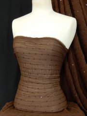 Crinkle Chiffon Sequin Sheer Fabric- Brown SQ28 BR