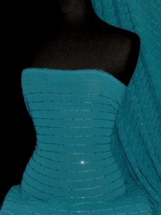 Crinkle Chiffon Sequin Sheer Fabric- Teal Blue SQ28 TLBL