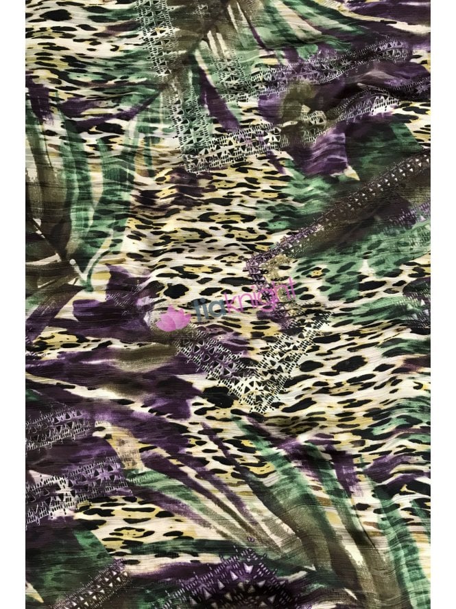Crinkle Chiffon Soft Touch Sheer Fabric- Jungle Green/Purple CHF242 GRNPPL