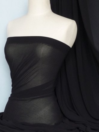 Crinkle Chiffon Soft Touch Sheer Fabric Material- Black Q795 BK