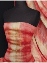 Crinkle Chiffon Soft Touch Sheer Tie-Dye Material - Red Q1048 RDMLT