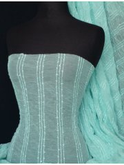 Crinkle Mesh Sequins Stretch Fabric- Aqua Blue Q340 AQBL