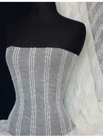 Crinkle Mesh Sequins Stretch Fabric- Ivory Q340 IV