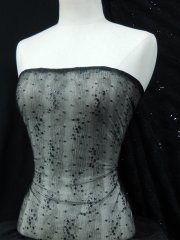 Crinkle Net Sequin Stretch Polyester Material- Black SQ63 BK