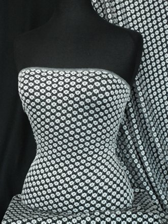 Crochet Daisy Stretch Lace- Black/White SQ17 BKWHT