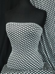 Crochet Daisy Stretch Lace- Black/White SQ17 BKWHT