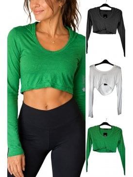 Cropped Hoodie Long Sleeve Top
