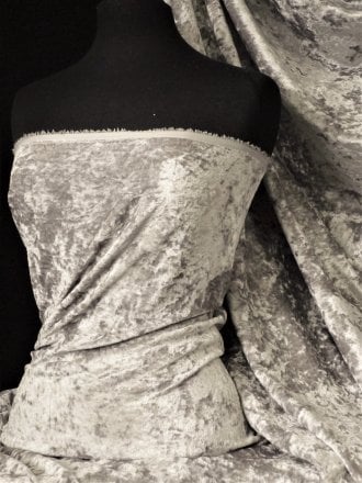 Crushed Glitz Velour/Velvet Woven Interior Fabric- Silver Grey SQ269 SLVGR