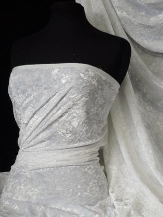 Crushed Glitz Velour/Velvet Woven Interior Fabric- White SQ269 WHT