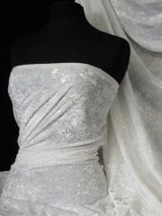 Crushed Glitz Velour/Velvet Woven Interior Fabric- White SQ269 WHT