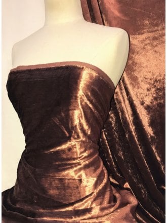 Crushed (Satin Look) Glitz Velour/Velvet Woven Interior Fabric- Copper SQ269 COP