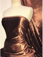 Crushed (Satin Look) Glitz Velour/Velvet Woven Interior Fabric- Copper SQ269 COP