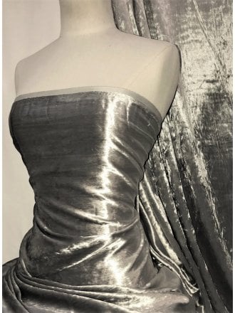 Crushed (Satin Look) Glitz Velour/Velvet Woven Interior Fabric- Light Grey SQ269 LTGR
