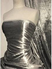 Crushed (Satin Look) Glitz Velour/Velvet Woven Interior Fabric- Light Grey SQ269 LTGR