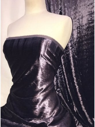 Crushed (Satin Look) Glitz Velour/Velvet Woven Interior Fabric- Plum SQ269 PLM