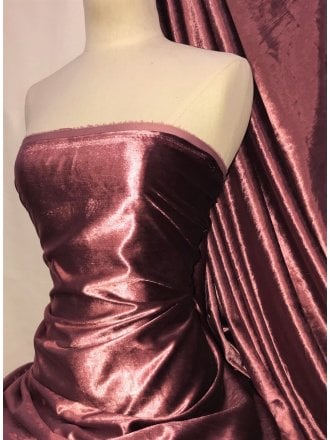 Crushed (Satin Look) Glitz Velour/Velvet Woven Interior Fabric- Rosewood Pink SQ269 RSWD