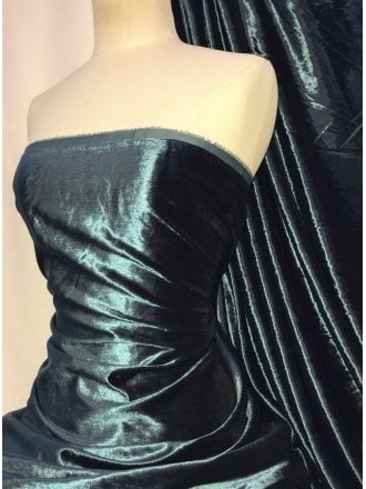 Crushed (Satin Look) Glitz Velour/Velvet Woven Interior Fabric- Teal SQ269 TL