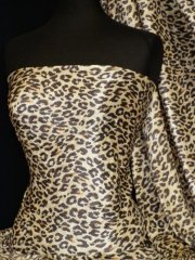 Crushed Velvet/Velour Leopard Stretch Fabric- Lemon Q1032 LMN
