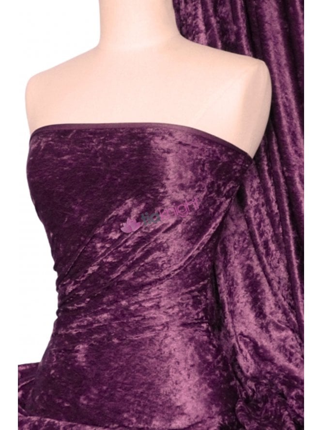 Crushed Velvet/Velour Stretch Material- Aubergine Q156 AUB