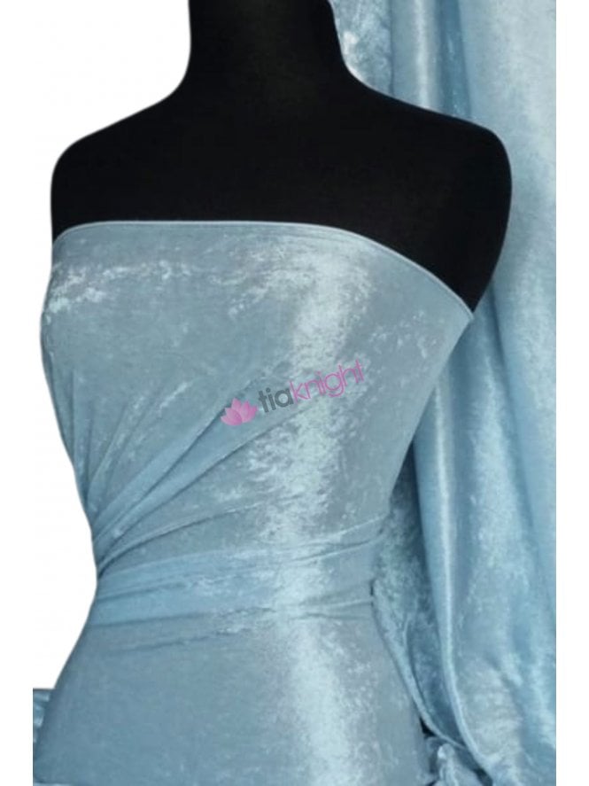 Crushed Velvet/Velour Stretch Material- Baby Blue Q156 BBL