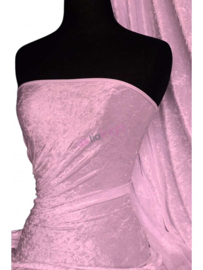 Crushed Velvet/Velour Stretch Material- Baby Pink Q156 BPN