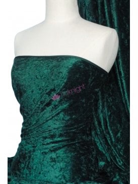 Crushed Velvet/Velour Stretch Material- Bottle Green Q156 BTGR
