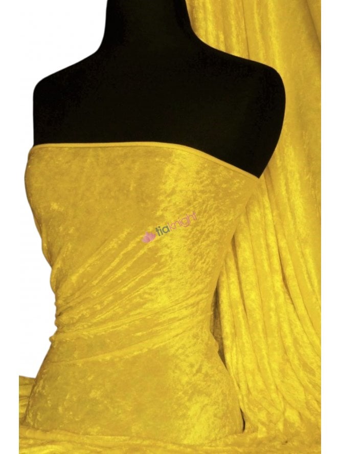 Crushed Velvet/Velour Stretch Material- Bright Yellow Q156 BTYL