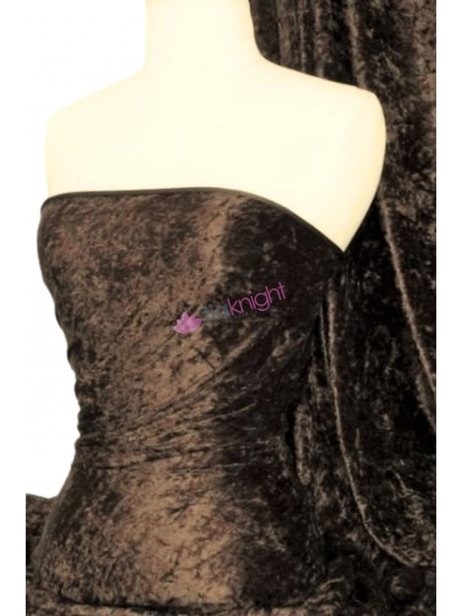Crushed Velvet/Velour Stretch Material- Brown Q156 BR