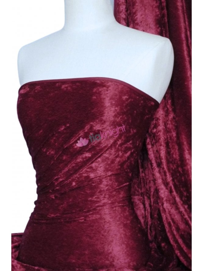 Crushed Velvet/Velour Stretch Material- Burgundy Q156 BGD