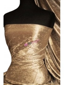 Crushed Velvet/Velour Stretch Material- Camel Q156 CML