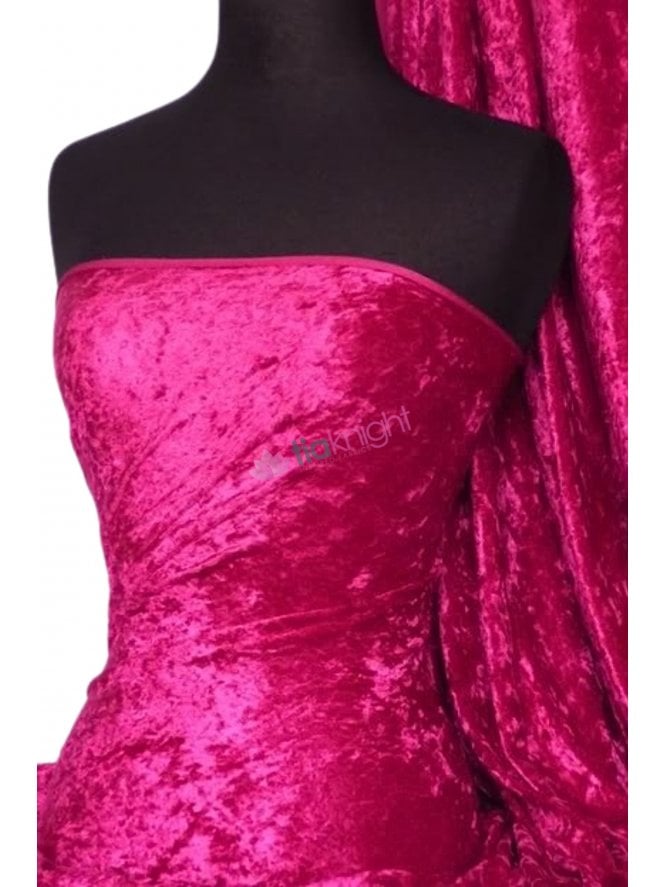 Crushed Velvet/Velour Stretch Material- Cerise Q156 CRS