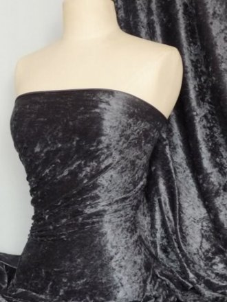 Crushed Velvet/Velour Stretch Material- Charcoal Grey Q156 CHGR