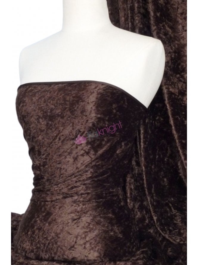 Crushed Velvet/Velour Stretch Material- Chocolate Brown Q156 CHBR