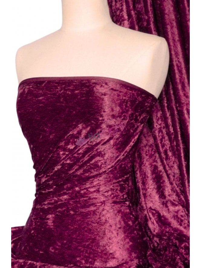 Crushed Velvet/Velour Stretch Material- Claret Q156 CLT