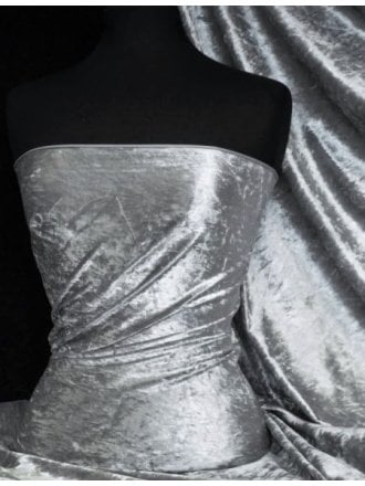 Crushed Velvet/Velour Stretch Material- Cloud Grey Q156 CGR