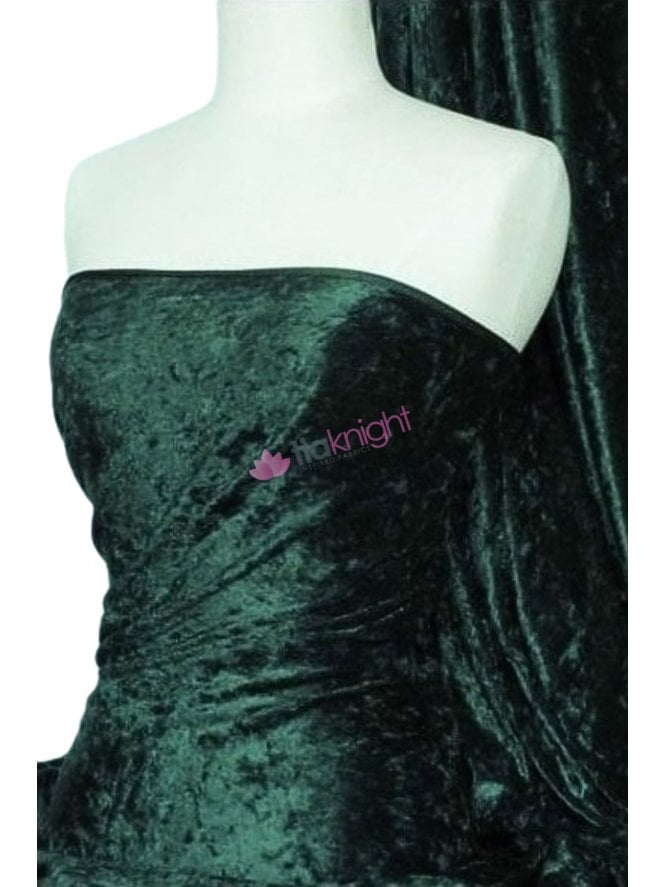 Crushed Velvet/Velour Stretch Material- Dark Bottle Green Q156 DBTGR