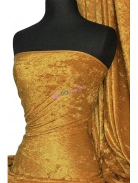 Crushed Velvet/Velour Stretch Material- Dark Mustard Q156 DMST