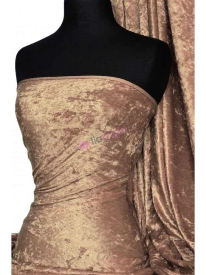 Crushed Velvet/Velour Stretch Material- Golden Sand Q156 GSND