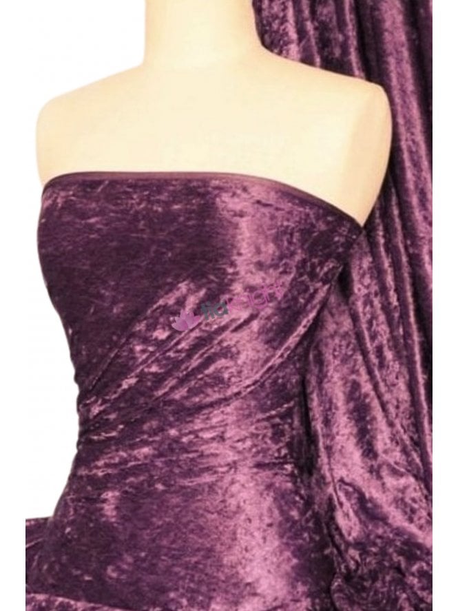 Crushed Velvet/Velour Stretch Material- Grape Q156 GRP
