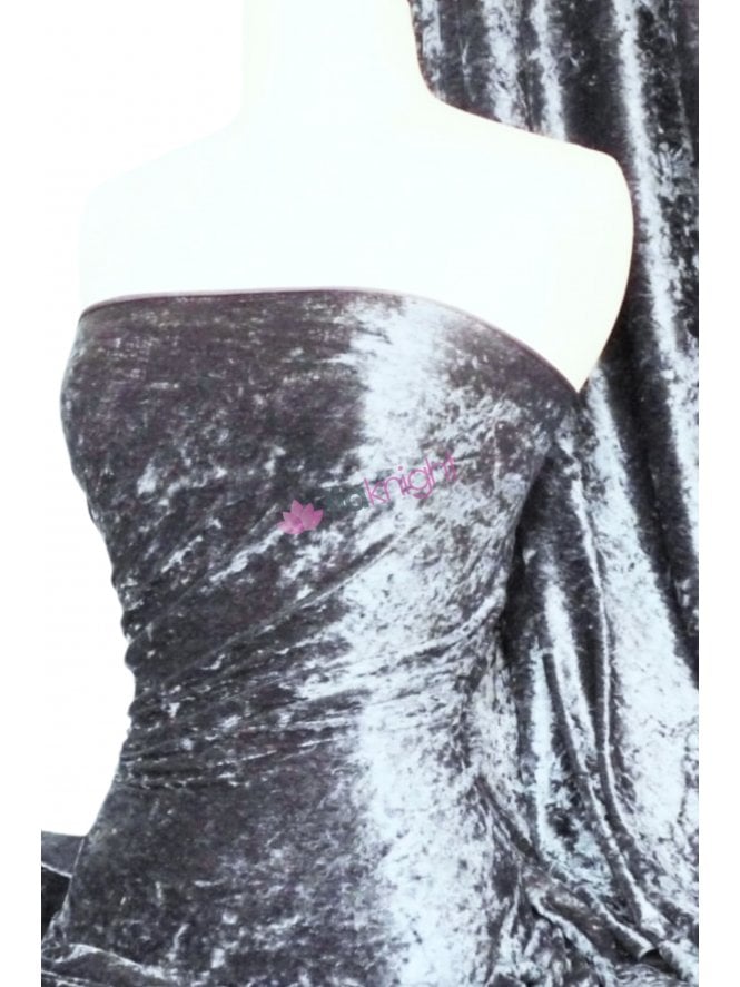 Crushed Velvet/Velour Stretch Material- Grey Q156 GR