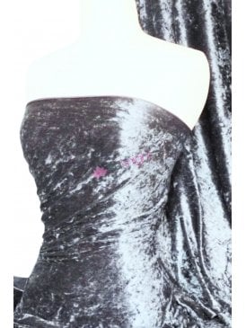 Crushed Velvet/Velour Stretch Material- Grey Q156 GR