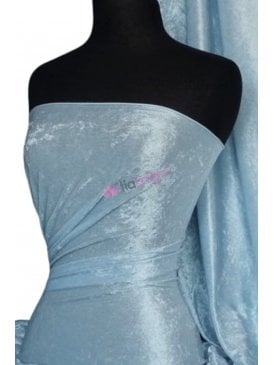 Crushed Velvet/Velour Stretch Material- Ice Blue Q156 ICEBL